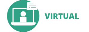 A virtual icon meaning that there are virtual options with this business.